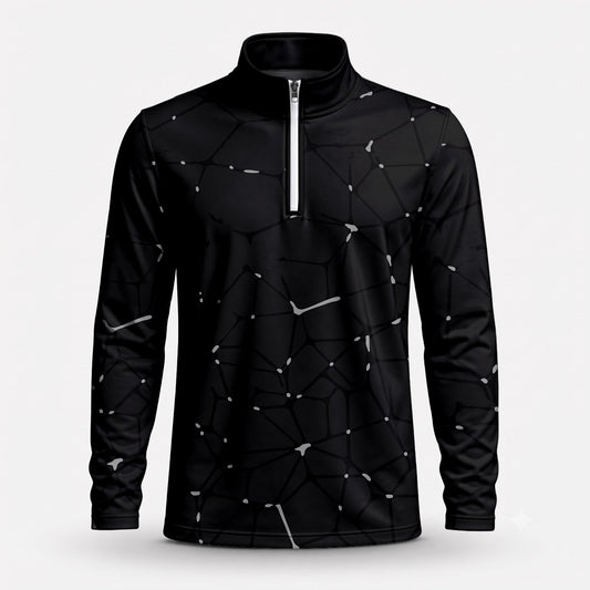 Dark Gey Net Men Quarter-zip Pullover