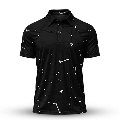 Dark White Net Men Polo Shirt