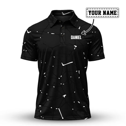 Dark White Net Men Polo Shirt
