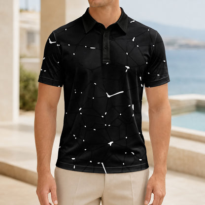 Dark White Net Men Polo Shirt