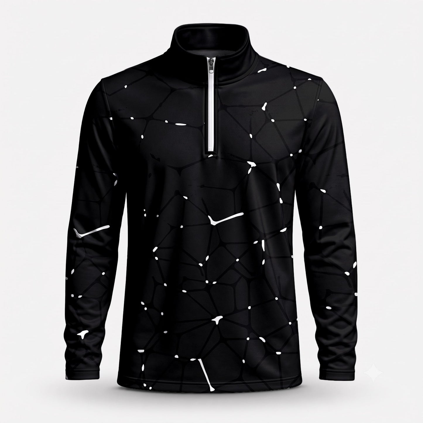 Dark White Net Men Quarter-zip Pullover