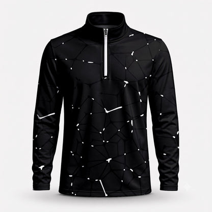 Dark White Net Men Quarter-zip Pullover
