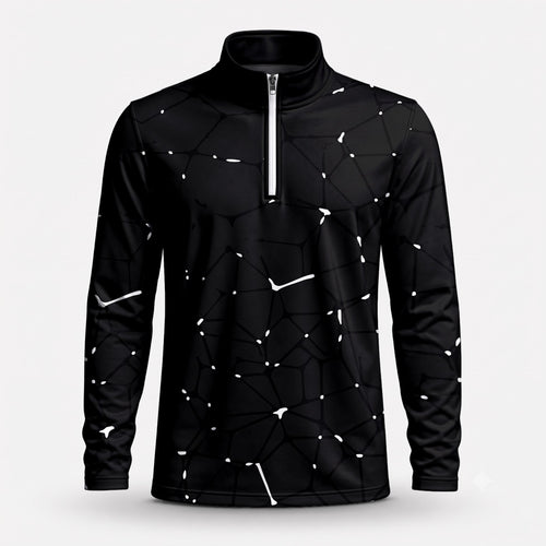 Dark White Net Men Quarter-zip Pullover