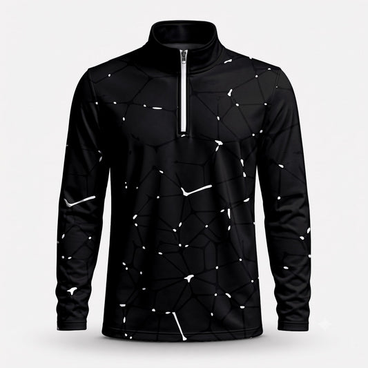 Dark White Net Men Quarter-zip Pullover