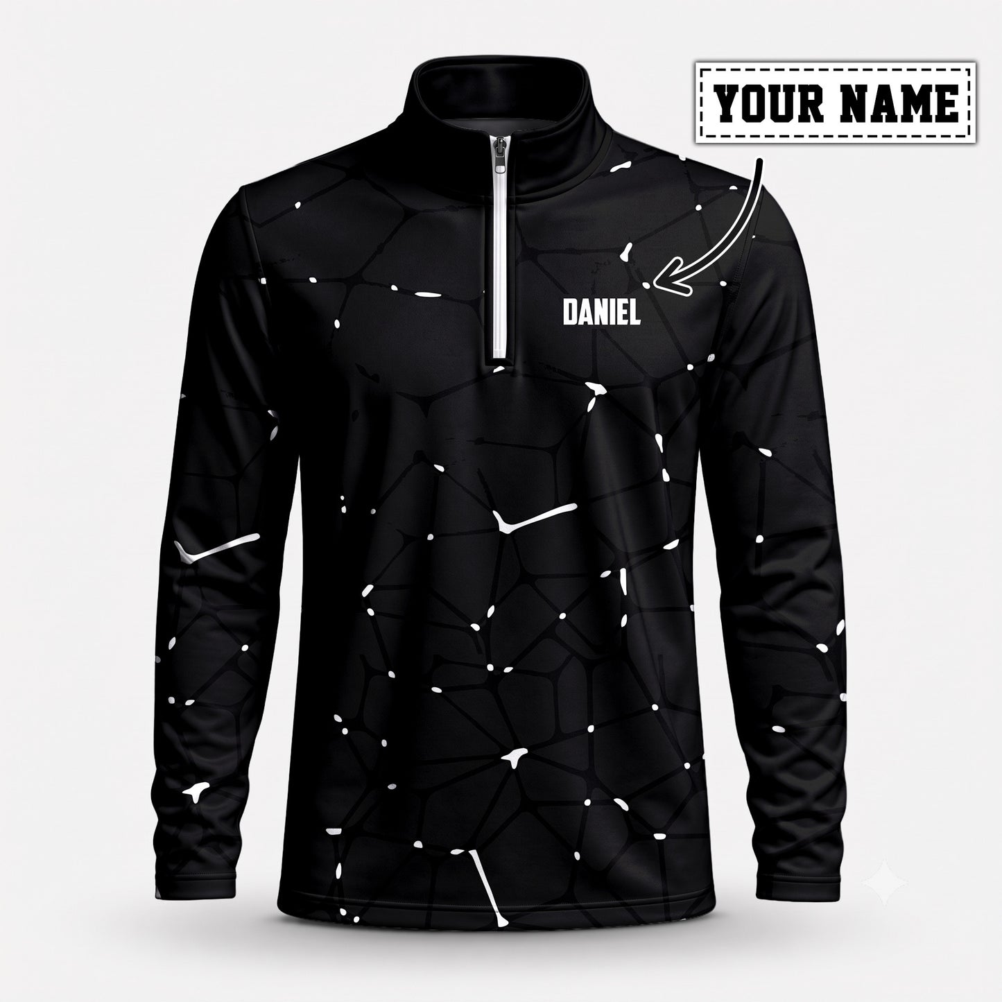 Dark White Net Men Quarter-zip Pullover