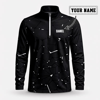 Dark White Net Men Quarter-zip Pullover