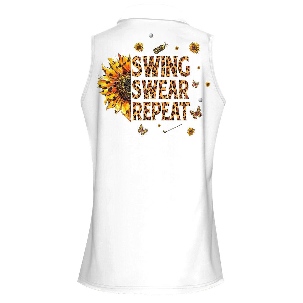 Leopard Sunflower Swing Swear Repeat Women Polo Shirt LVH200901