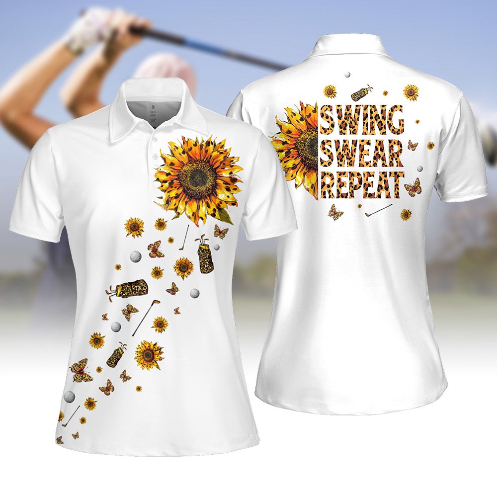 Leopard Sunflower Swing Swear Repeat Women Polo Shirt LVH200901