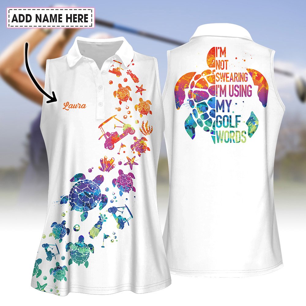 I'm Not Swearing I'm Using My Golf Words Water Color Turtle Women Polo Shirt LVH250901
