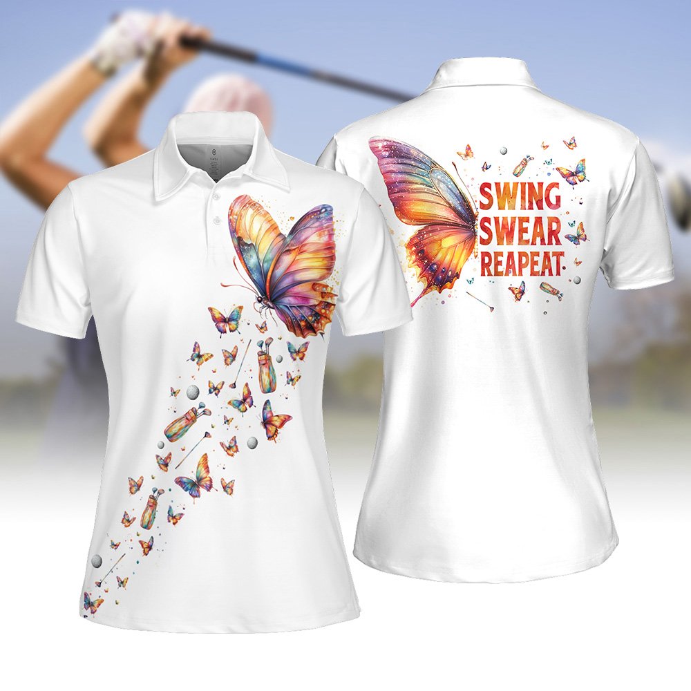 Butterfly Swing Swear Repeat Women Polo Shirt LVH210901