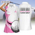 I Hate Golf Golf Ball Pink Women Polo Shirt LVH240901