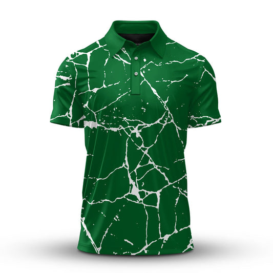 White Paint Flakes Green  Men Polo Shirt