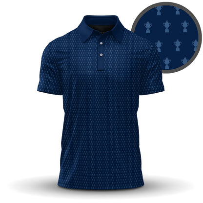 2027  Trophy Pattern Blue Men Polo Shirt