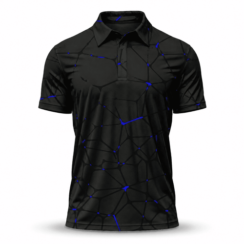 Dark Blue Net Men Polo Shirt