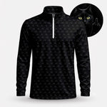 Black Cat Pattern Men Quarter-zip Pullover