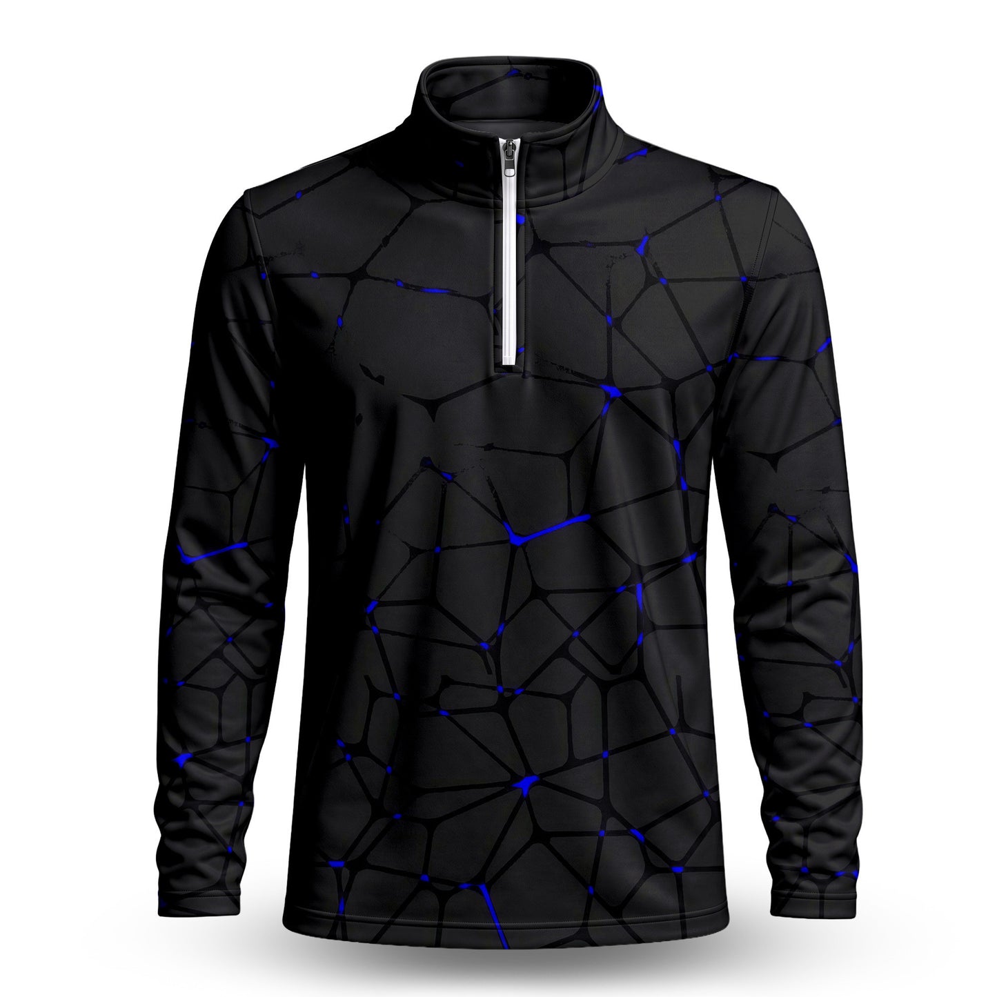 Dark Blue Net Men Quarter-zip Pullover