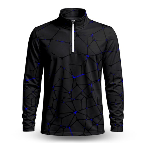 Dark Blue Net Men Quarter-zip Pullover