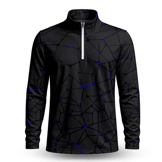 Dark Blue Net Men Quarter-zip Pullover