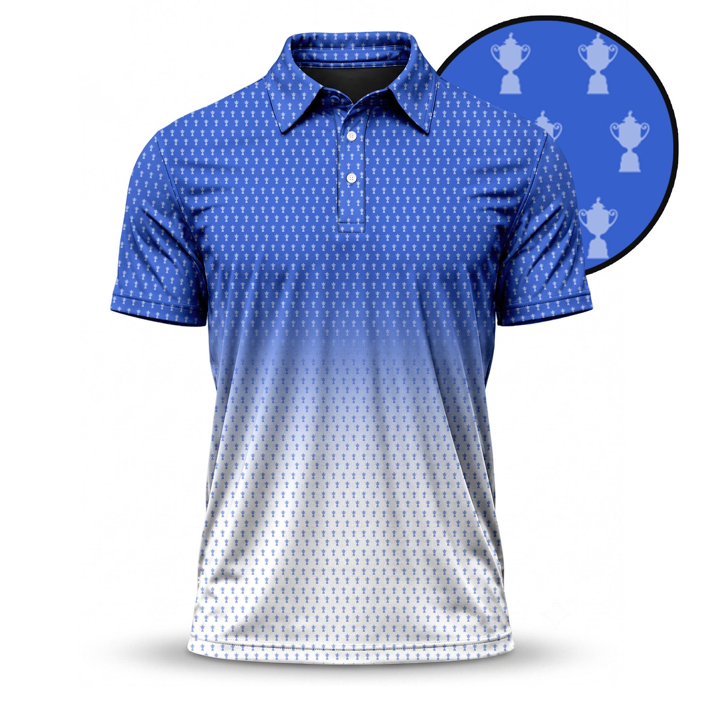 Blue White Ombre 2027 Men Polo Shirt