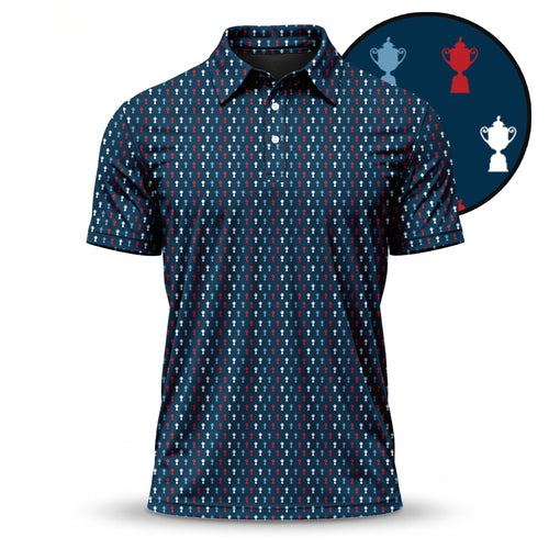 2027 Trophy Red Blue White Men Polo Shirt