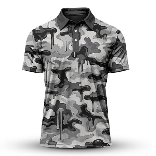 Grey Camo Paint 2027 Men Polo Shirt