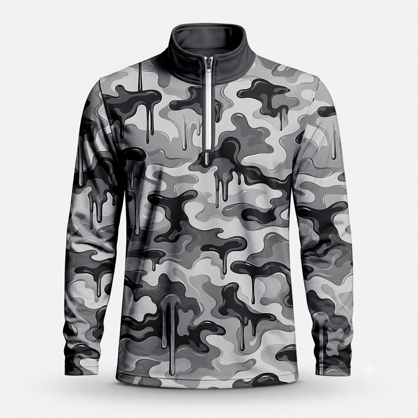 Grey Camo Paint 2027 Men Quarter-zip Pullover