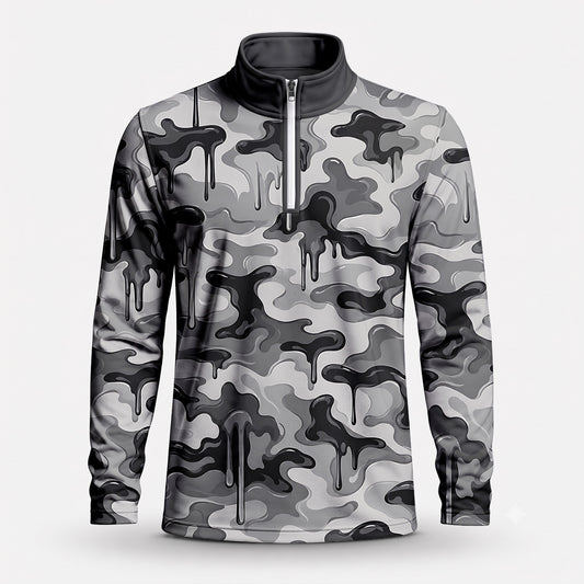 Grey Camo Paint 2027 Men Quarter-zip Pullover