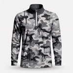 Grey Camo Paint 2027 Men Quarter-zip Pullover