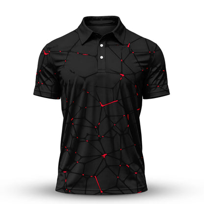 Dark Red Net 2027 PGA Men Polo Shirt