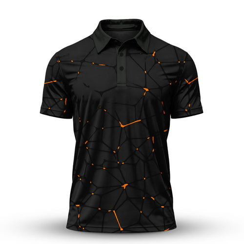 Dark Orange Net The Open Men Polo Shirt