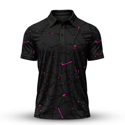 Dark Pink Net The Open Men Polo Shirt
