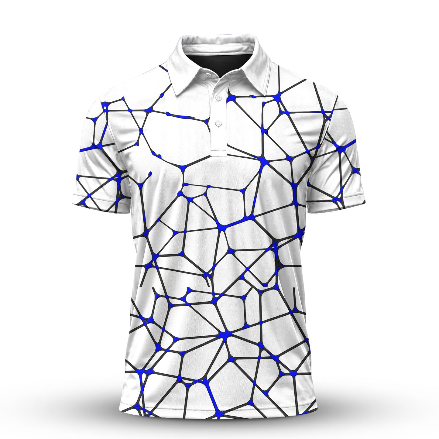 White Blue Net Men Polo Shirt