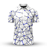 White Blue Net Men Polo Shirt