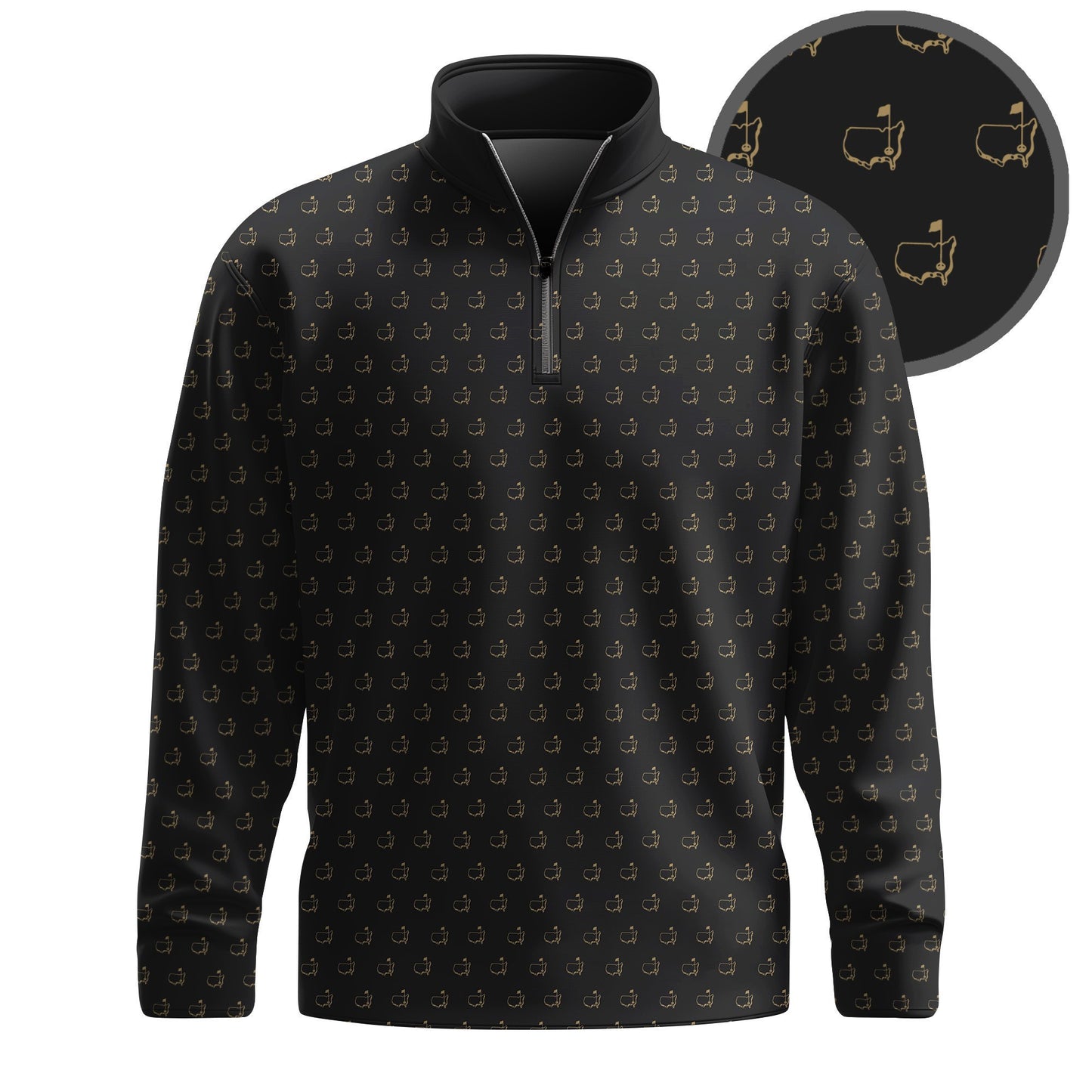 Black Pattern Men Quarter-zip Pullover