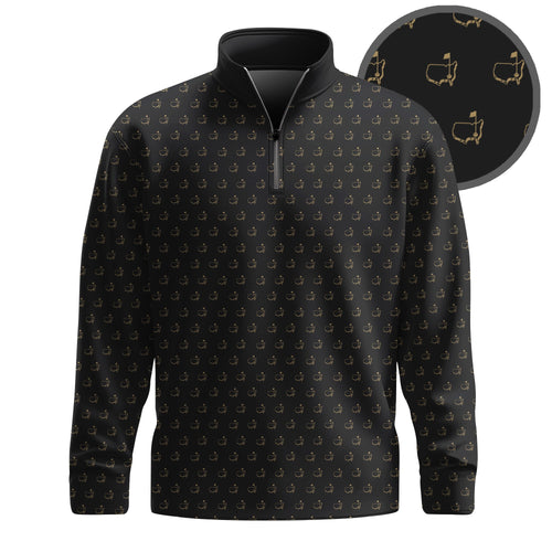 Black Pattern Men Quarter-zip Pullover