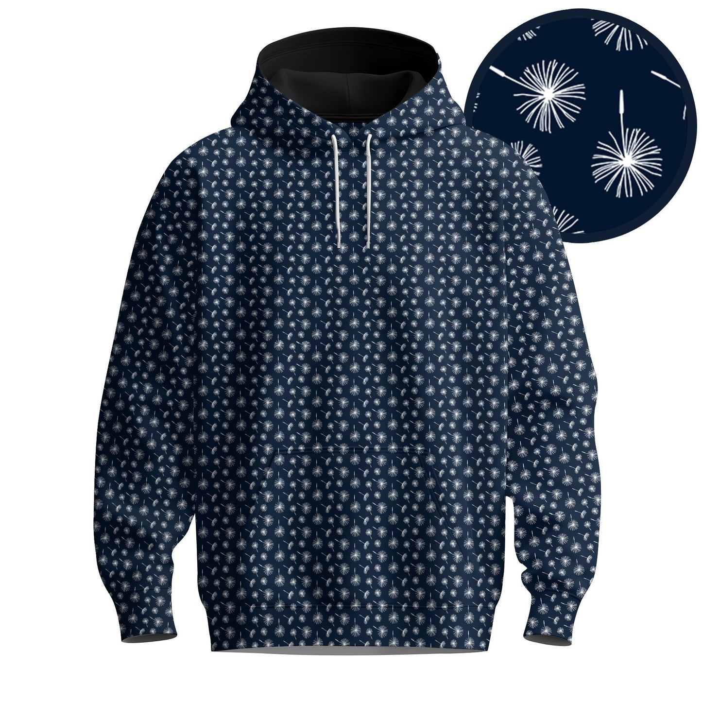 Blue White 2026  Dandelion Pattern Men Hoodie