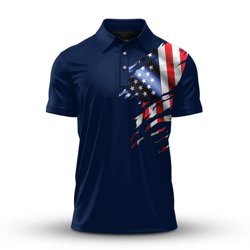 USA Flag Brand Blue Men Polo Shirt