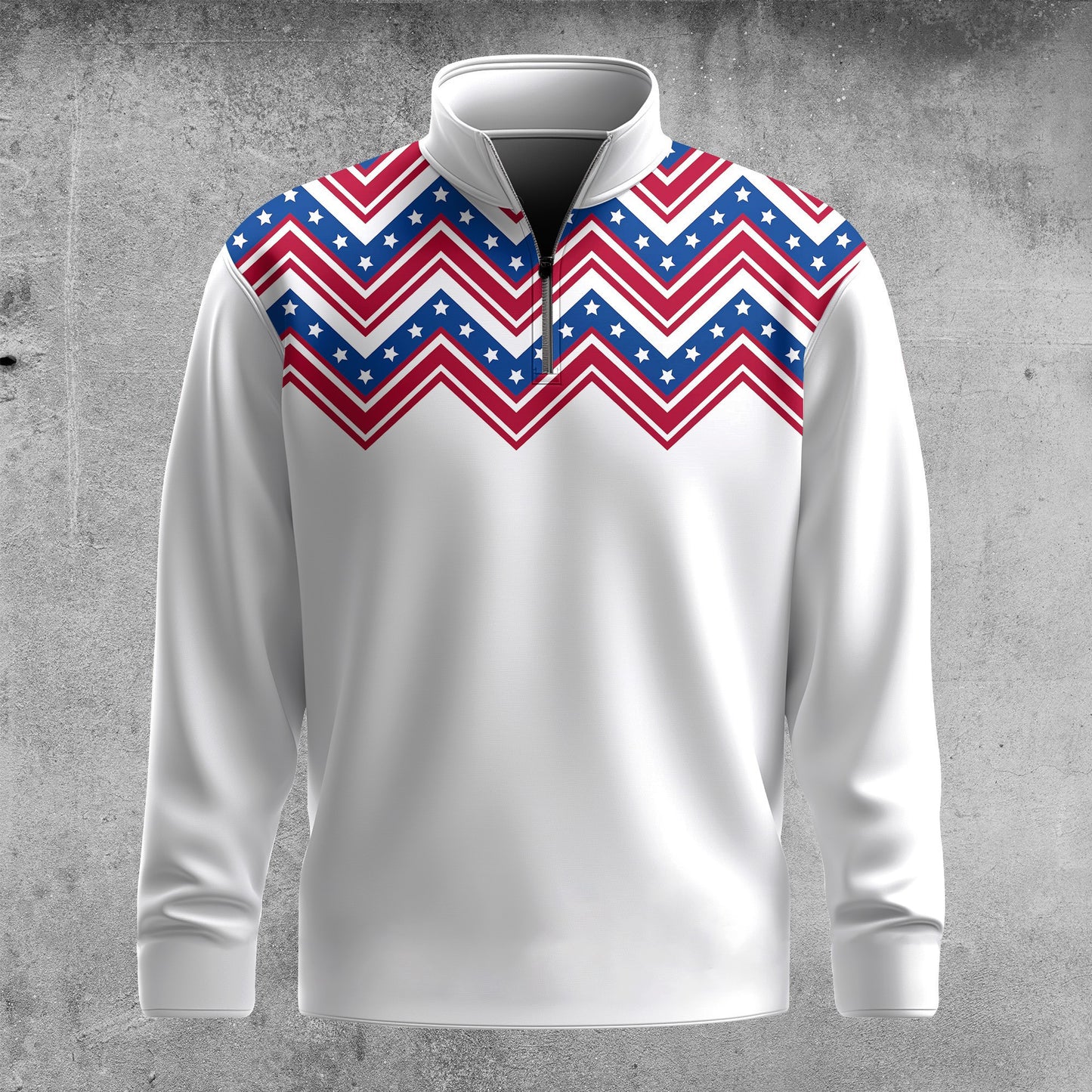 USA Texture Blue Red And White Men Quarter-zip Pullover