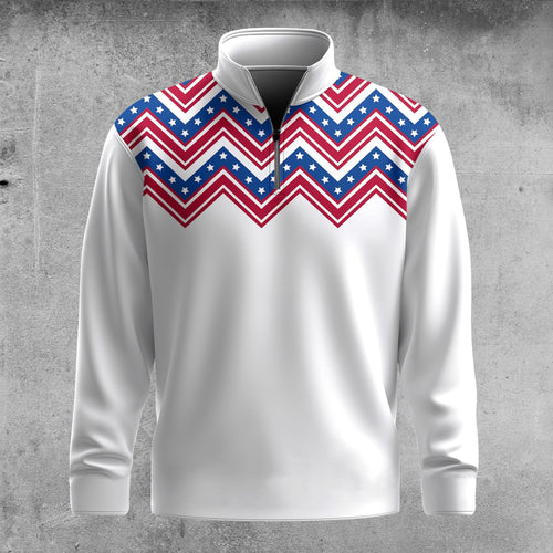 USA Texture Blue Red And White Men Quarter-zip Pullover