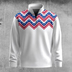 USA Texture Blue Red And White Men Quarter-zip Pullover