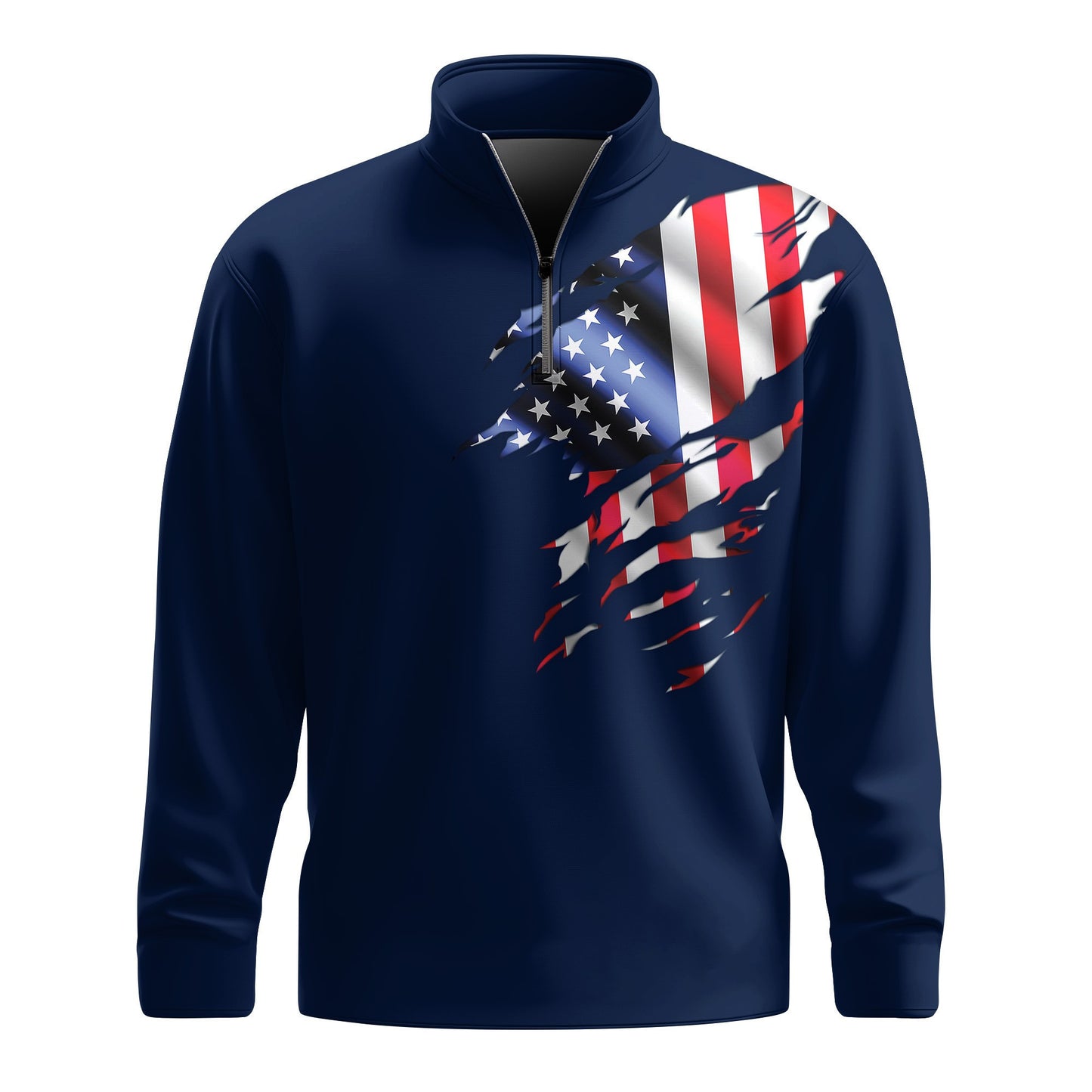 USA Flag Brand Blue  Men Quarter-zip Pullover