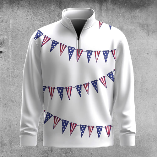 USA Flag String Men Quarter-zip Pullover