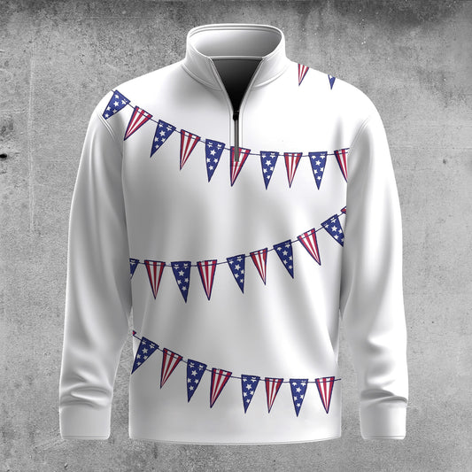 USA Flag String Men Quarter-zip Pullover