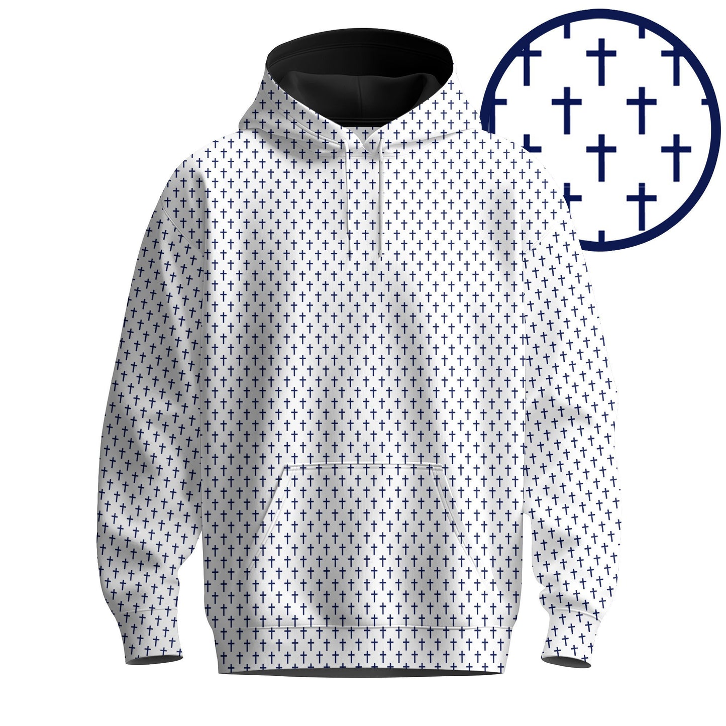 White Blue Cross 2026  Pattern Men Hoodie