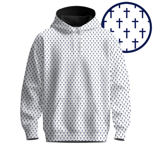 White Blue Cross 2026  Pattern Men Hoodie