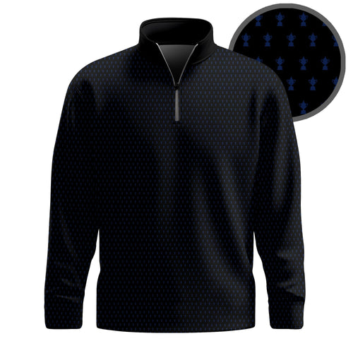 Black Blue 2026  Trophy Pattern Men Quarter-zip Pullover
