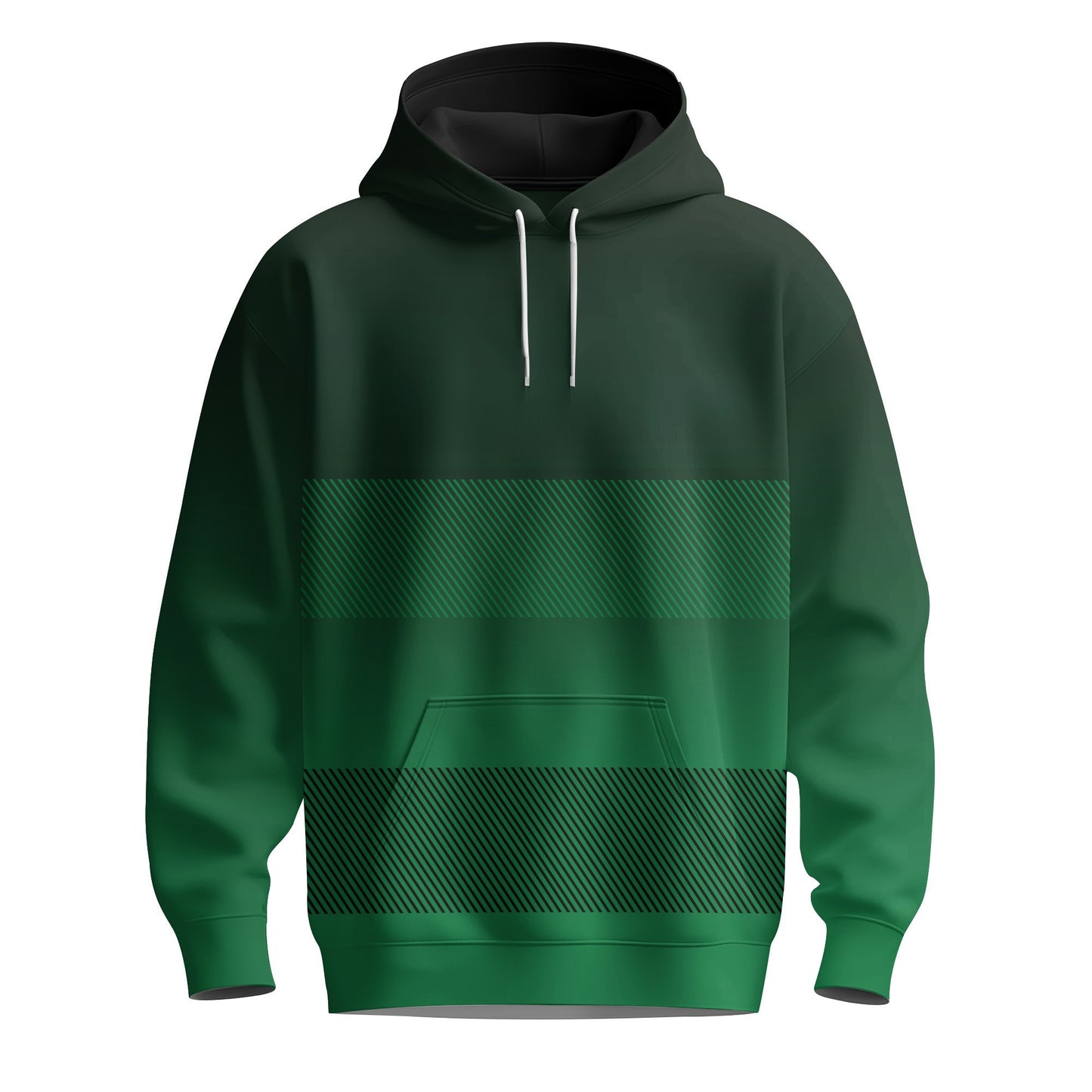 MT Tournament Sports Green Gradient Stripes Pattern Men Hoodie