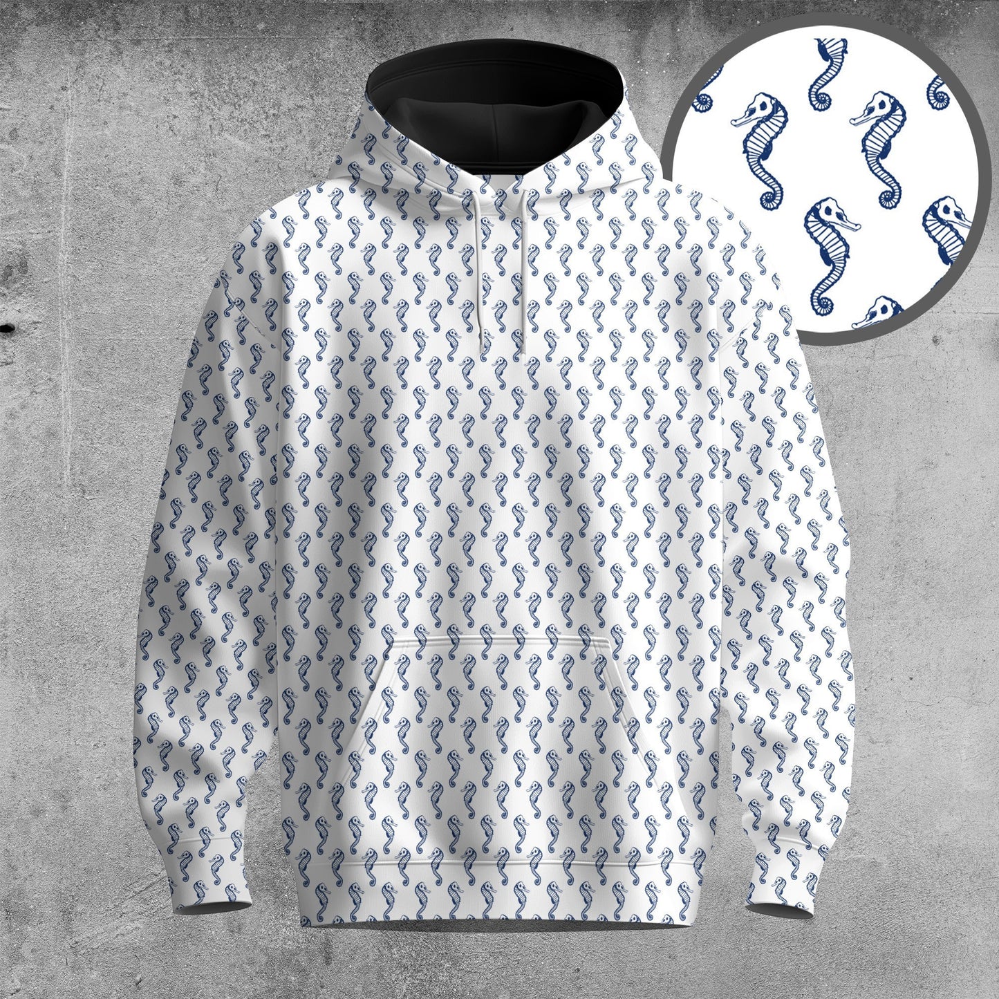 White Blue Seahorse 2026  Men Hoodie