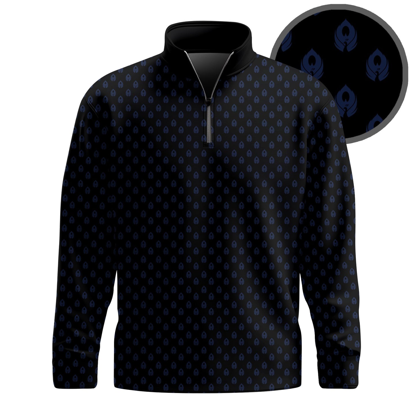 Black Peacock Pattern 2026  Men Quarter-zip Pullover