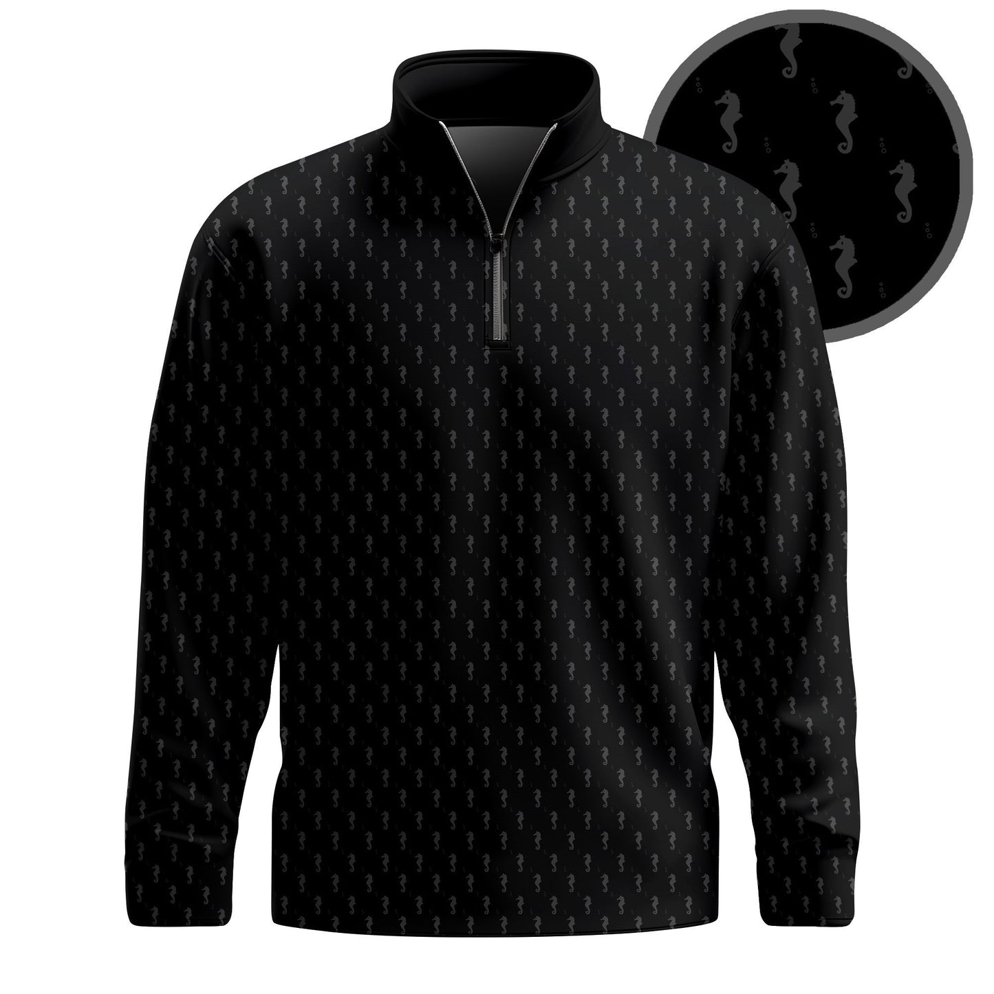 Black Seahorse  Men Quarter-zip Pullover